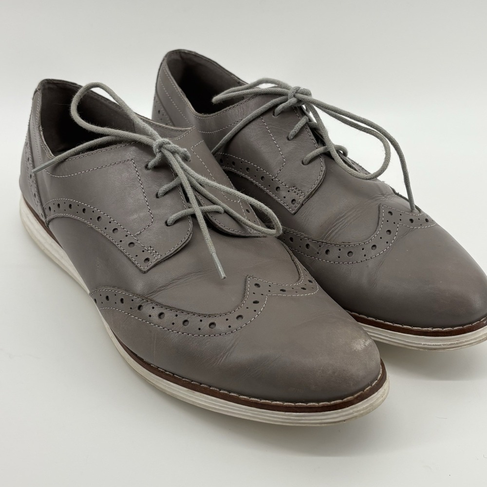 Cole Haan Grand OS Shoes Mens 11B Gray Wingtip Casual Dress Sneakers C14429